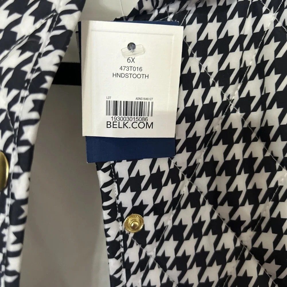 New Crown And Ivy Kids Vest Houndstooth Snap Quilted Black & White Size‎ 6x